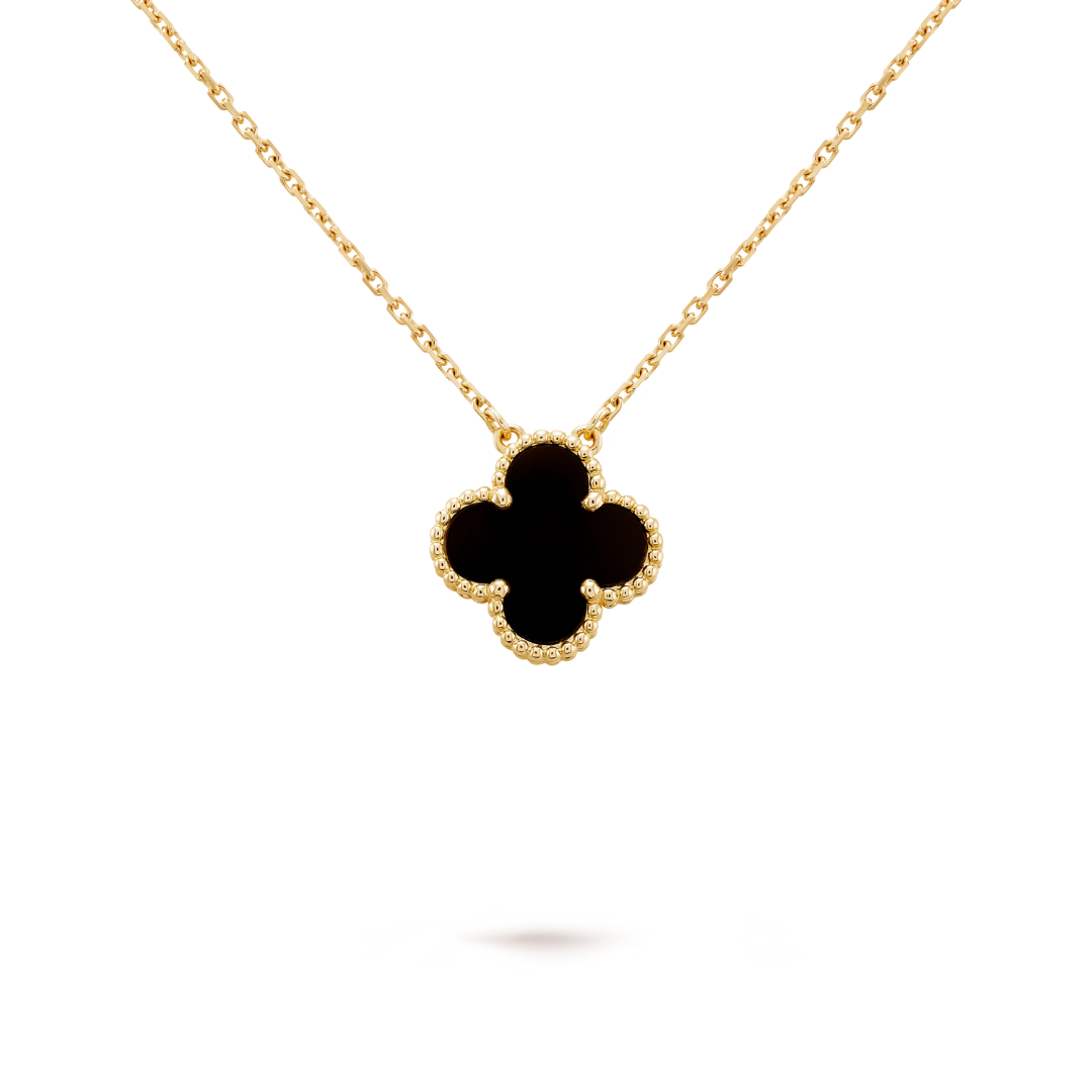 LUCKY CLOVER NECKLACE | BLACK/GOLD