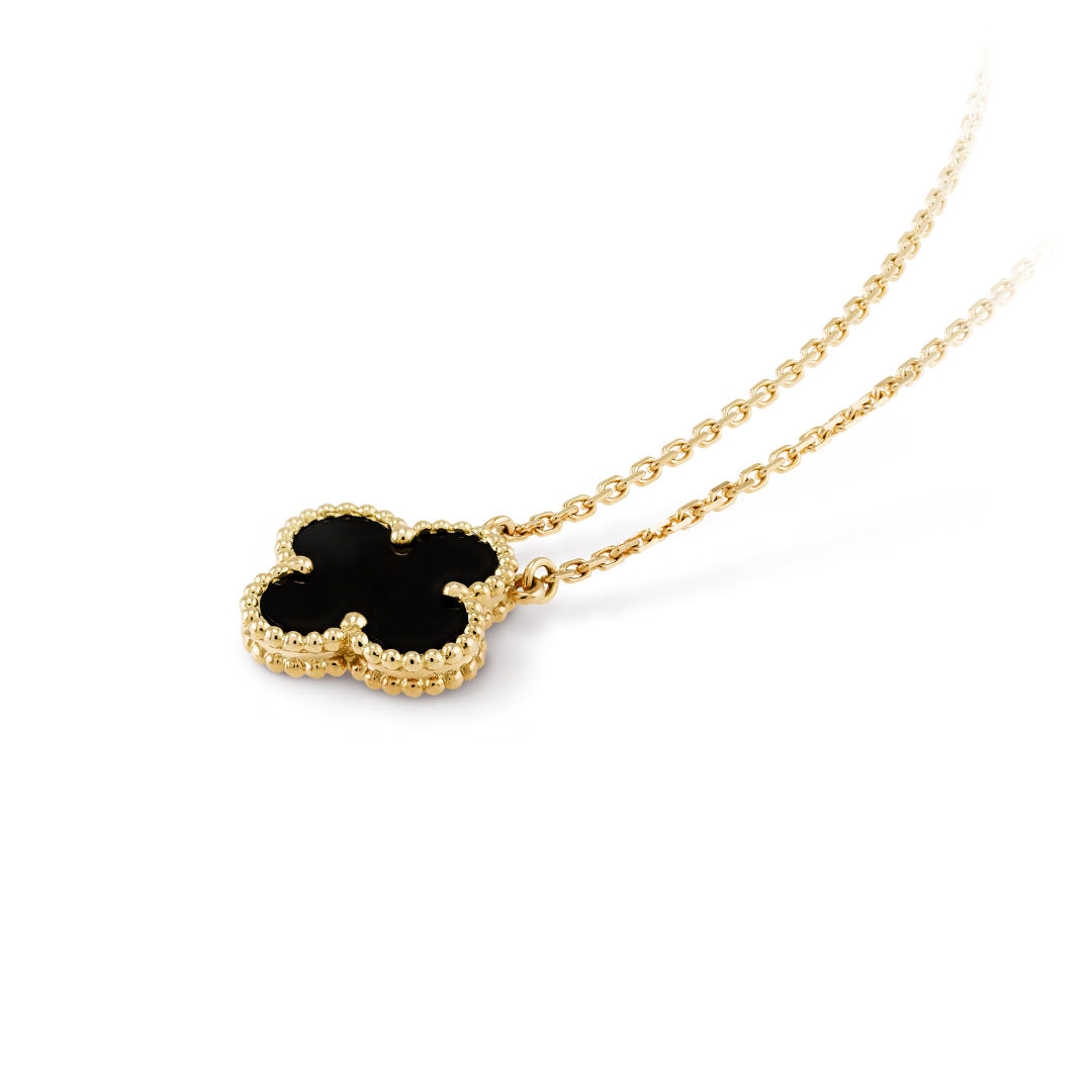 LUCKY CLOVER NECKLACE | BLACK/GOLD