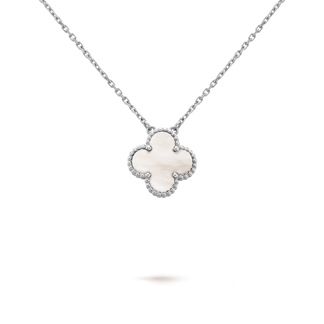 LUCKY CLOVER NECKLACE | WHITE/SILVER