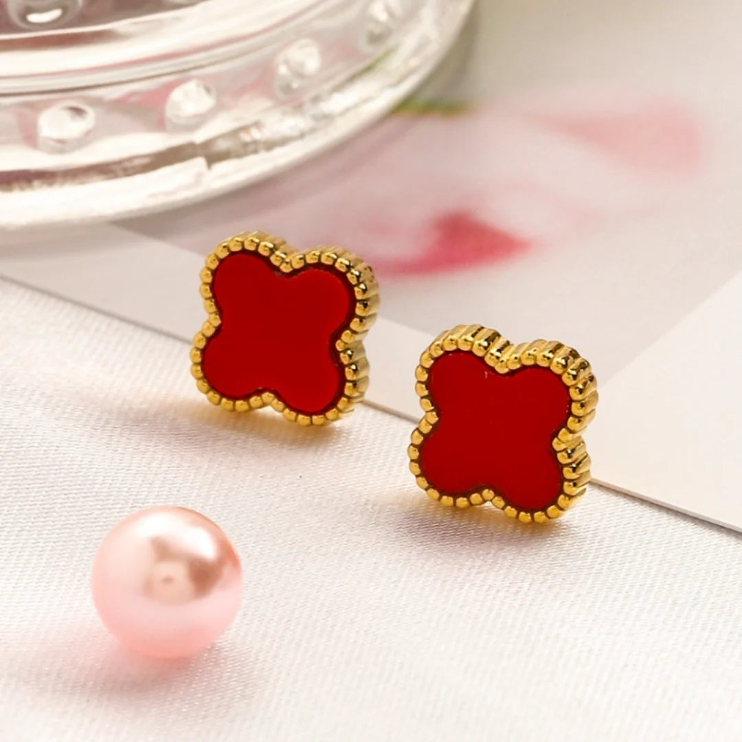 LUCKY CLOVER EARRINGS | RED