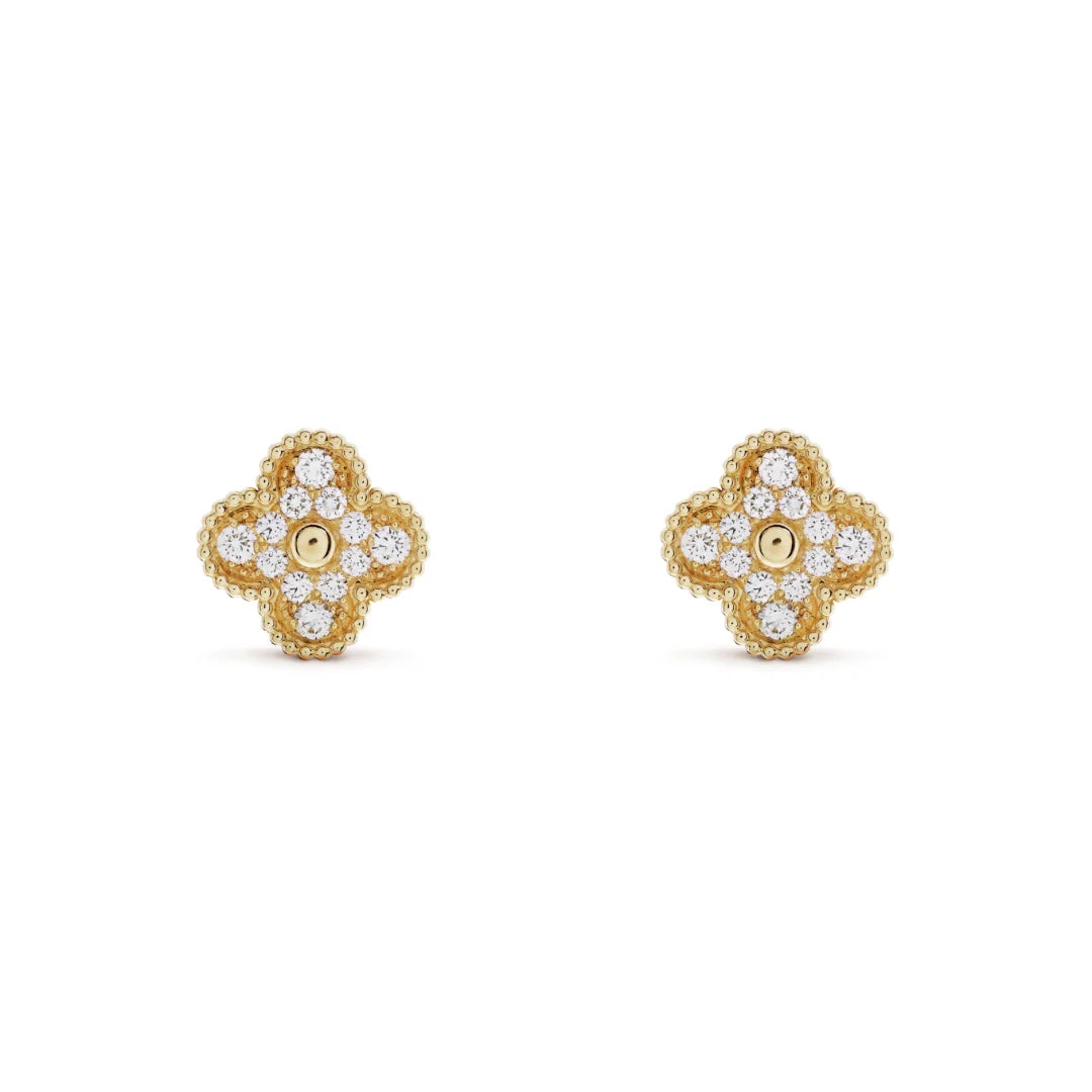 LUCKY CLOVER EARRINGS | CUBIC ZIRCONIA/GOLD