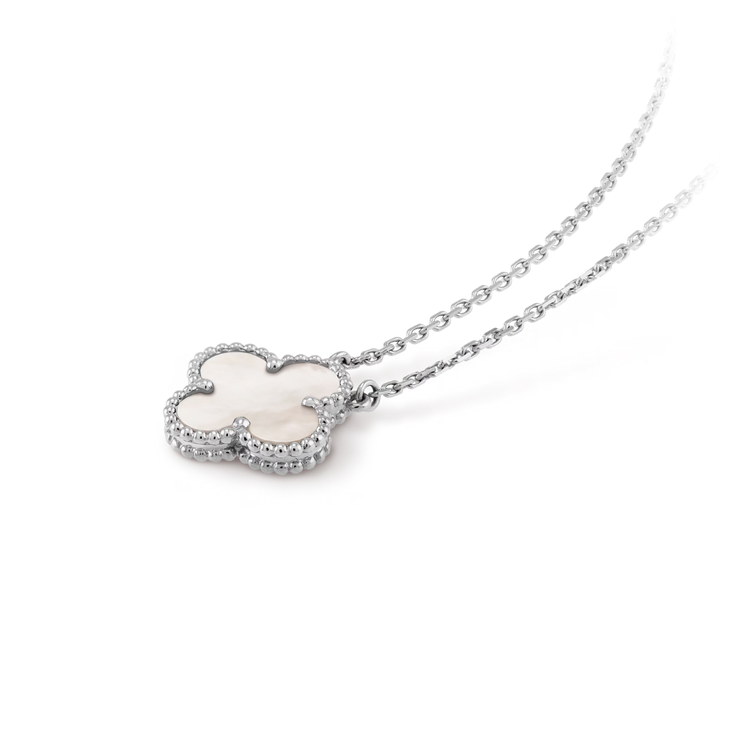 LUCKY CLOVER NECKLACE | WHITE/SILVER