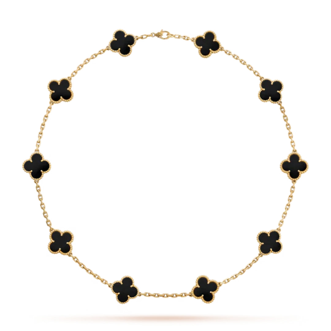 FLORAL CLOVER NECKLACE 10 MOTIFS - BLACK