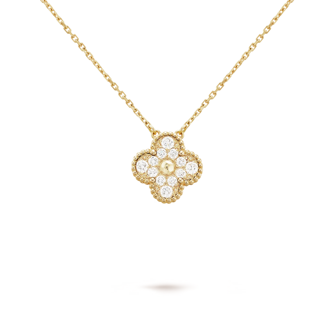 LUCKY CLOVER NECKLACE | CUBIC ZIRCONIA/GOLD