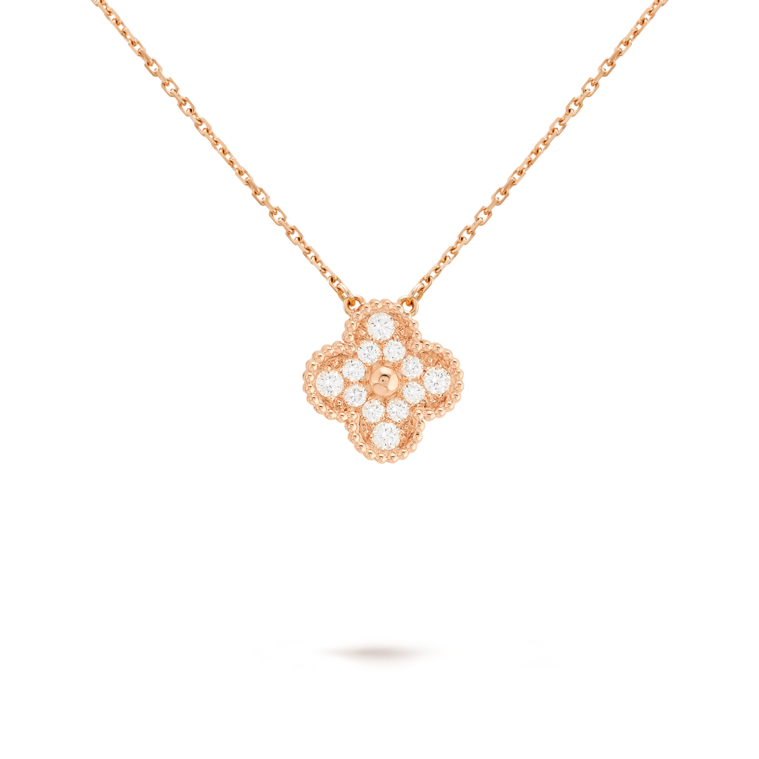 LUCKY CLOVER NECKLACE | CUBIC ZIRCONIA/ROSE GOLD