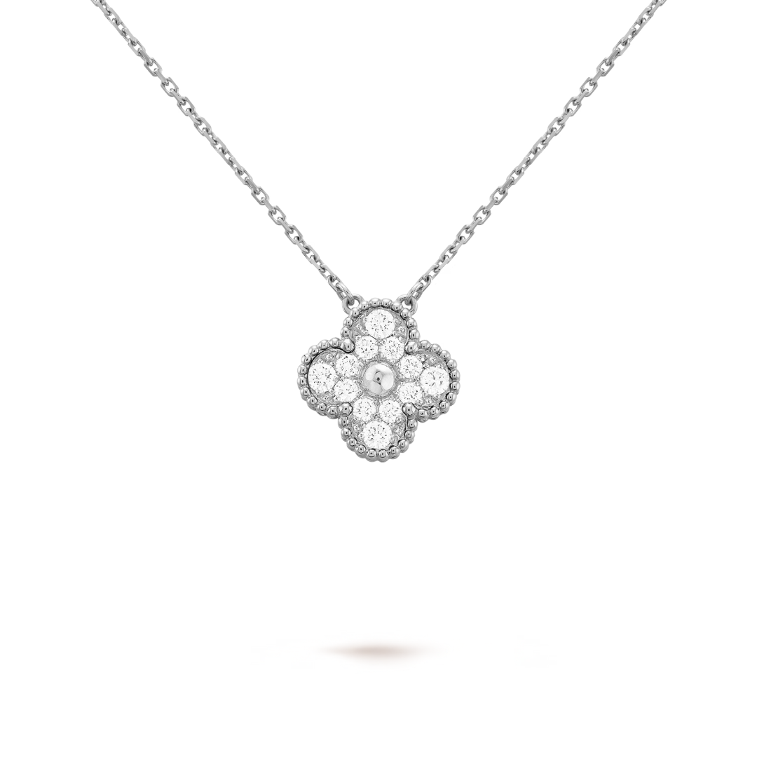 LUCKY CLOVER NECKLACE | CUBIC ZIRCONIA/SILVER