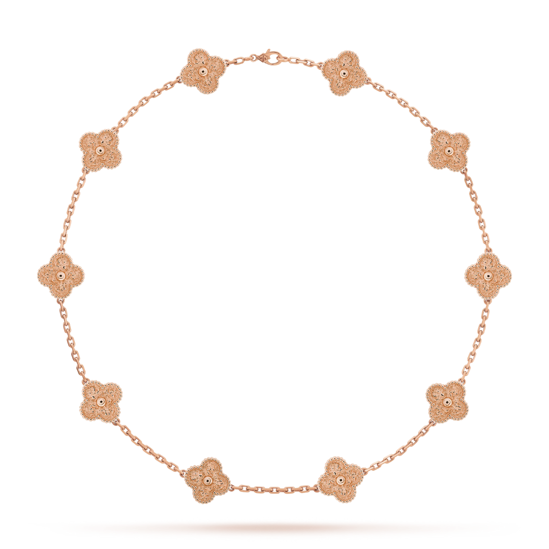 FLORAL CLOVER NECKLACE 10 MOTIFS - ROSE GOLD