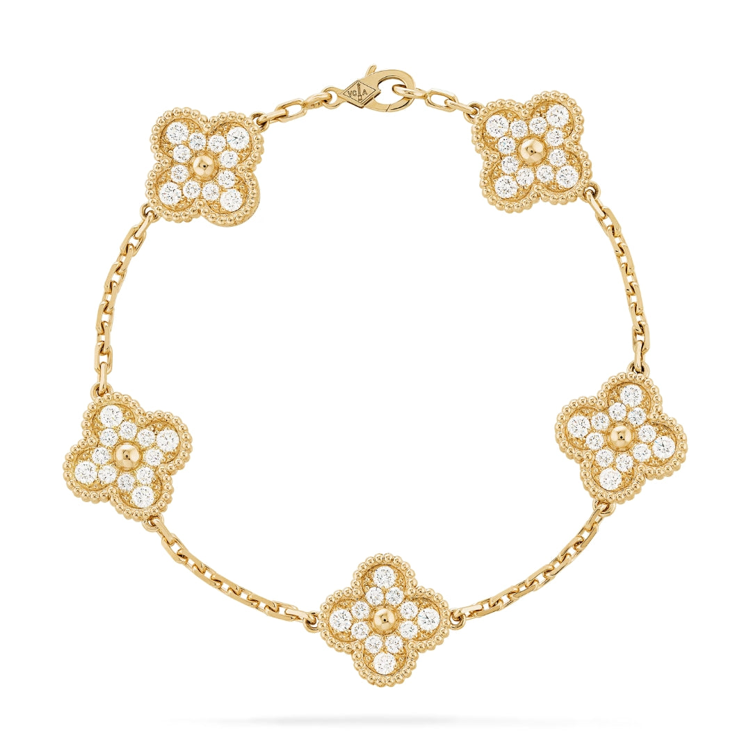 LUCKY CLOVER BRACELET | GOLD CUBIC ZIRCONIA