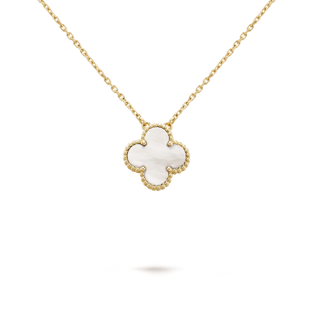 LUCKY CLOVER NECKLACE | WHITE/GOLD