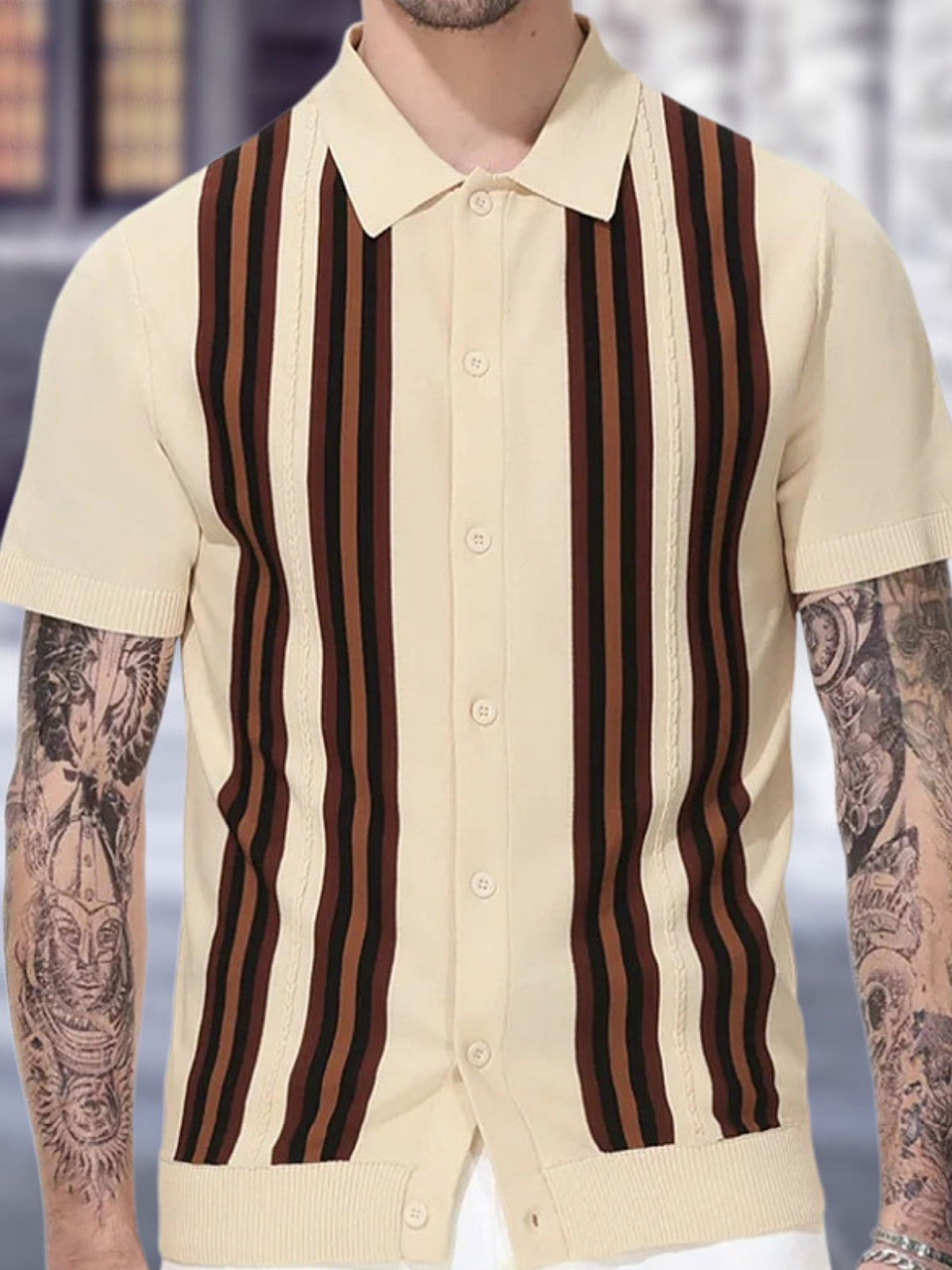 MV Striped Short Sleeve Slim Fit Shirt