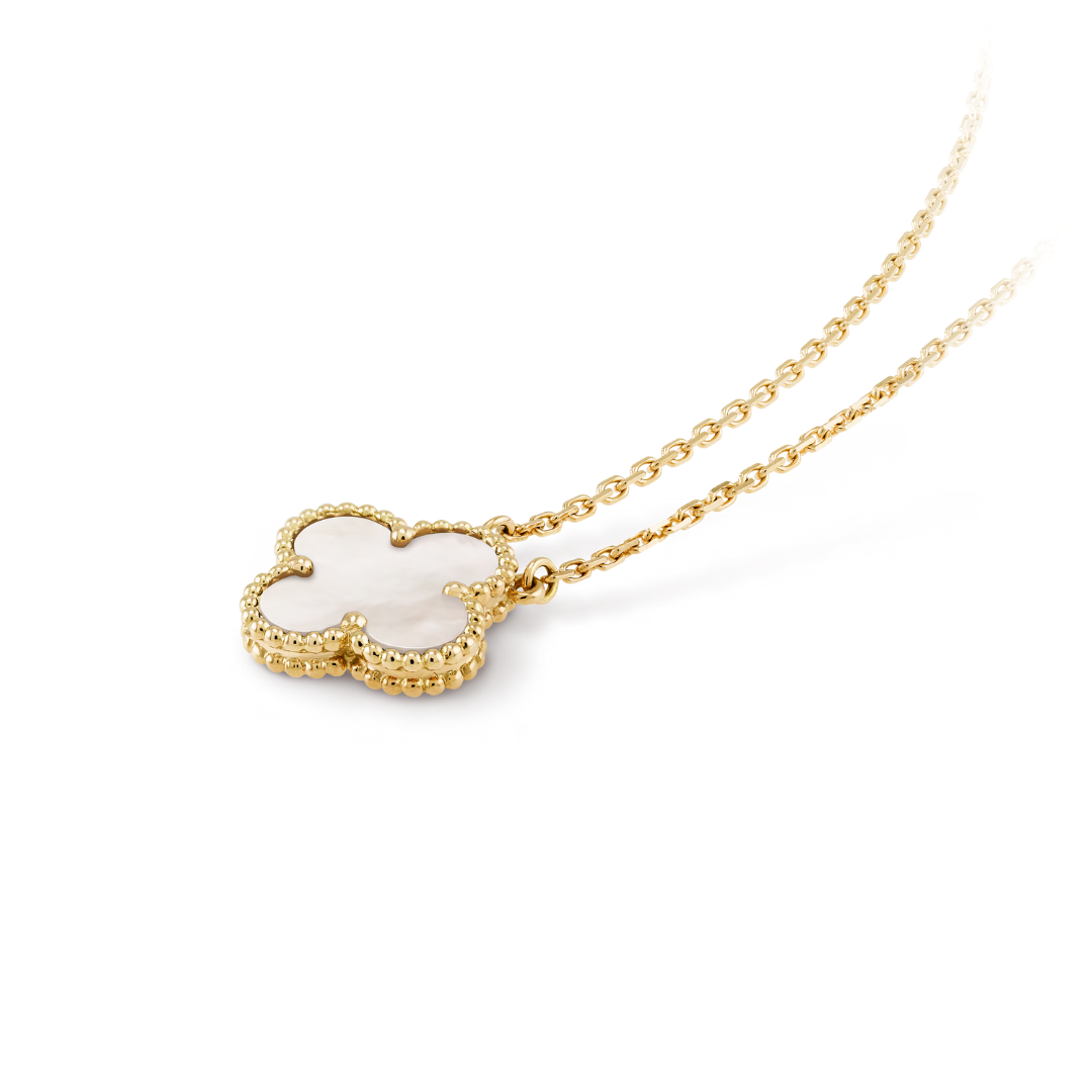 LUCKY CLOVER NECKLACE | WHITE/GOLD