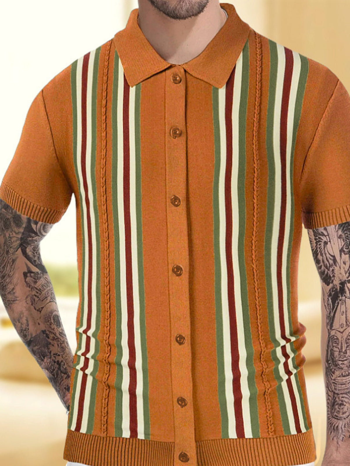 MV Striped Short Sleeve Slim Fit Shirt