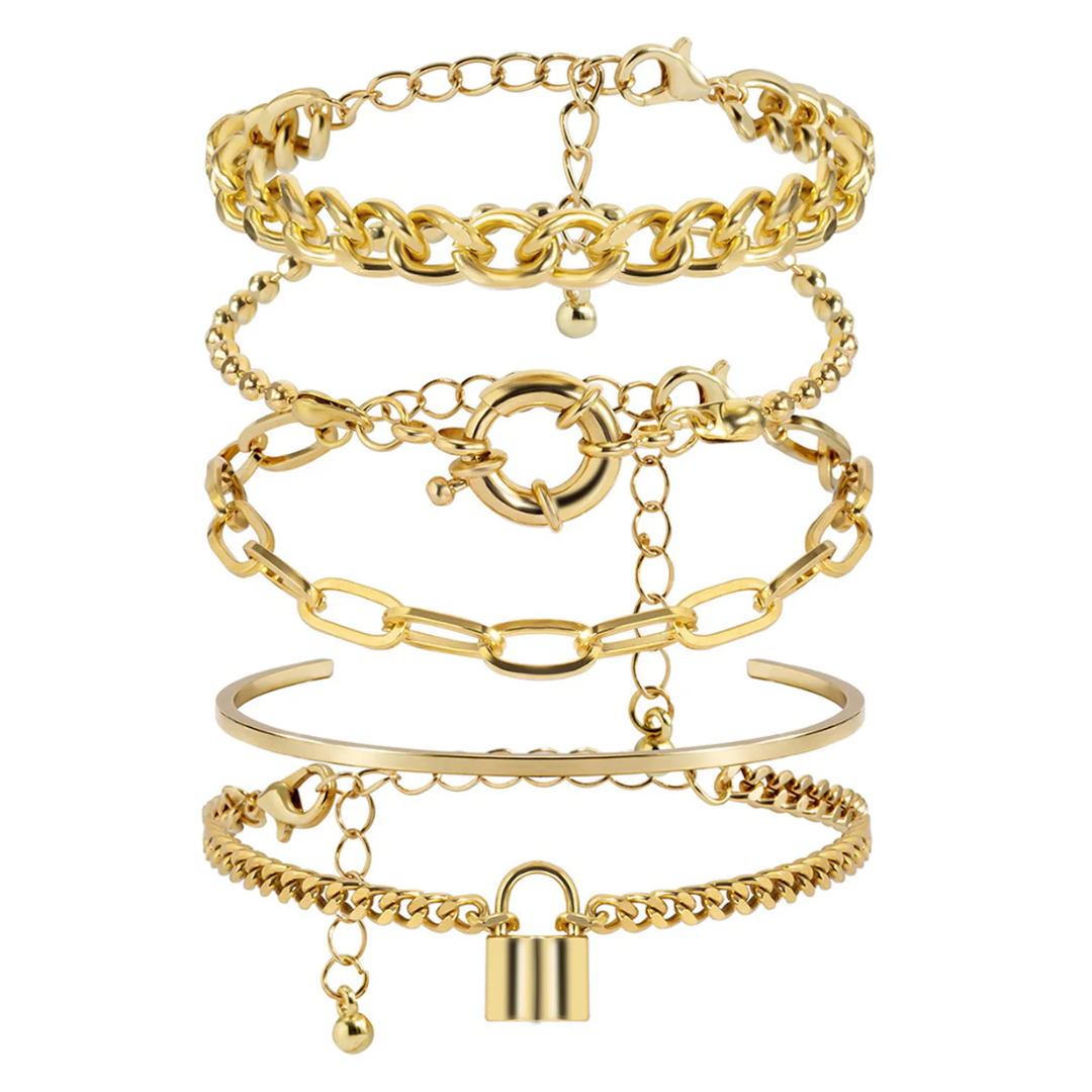 LAYERED GOLD BRACELETS SET