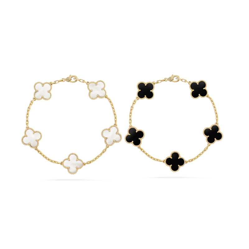 A LUCKY CLOVER BRACELET SET | BLACK + WHITE