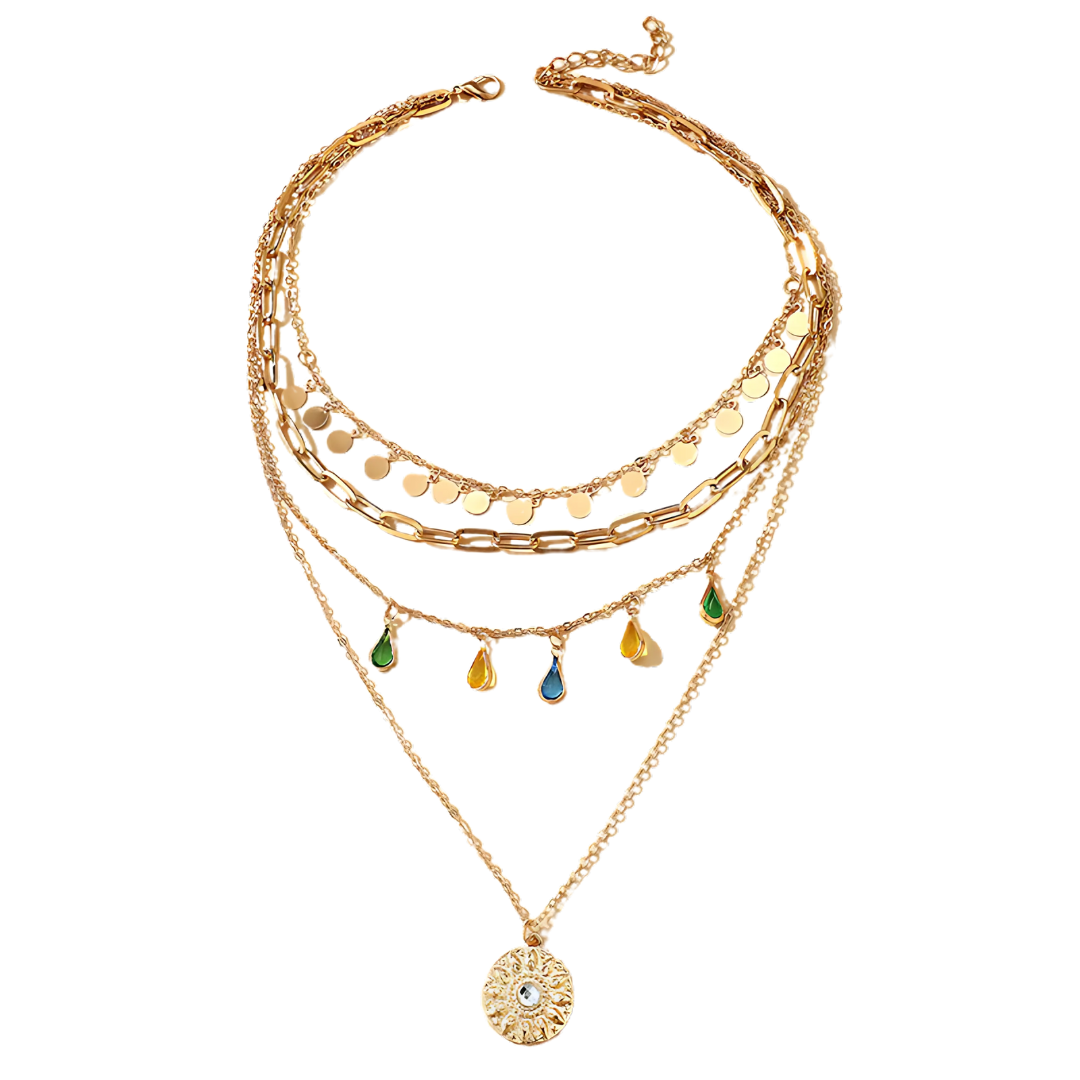 SUNSHINE | MULTI-LAYERED NECKLACE WITH CRYSTALS