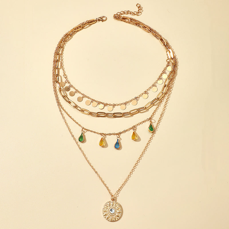 SUNSHINE | MULTI-LAYERED NECKLACE WITH CRYSTALS