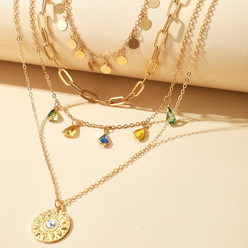 SUNSHINE | MULTI-LAYERED NECKLACE WITH CRYSTALS