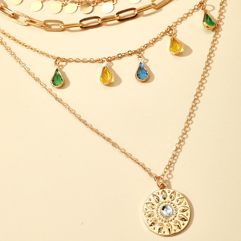 SUNSHINE | MULTI-LAYERED NECKLACE WITH CRYSTALS